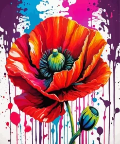Poppy Flower Diamond Painting