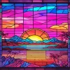 Purple Stained Glass Sunset Diamond Painting