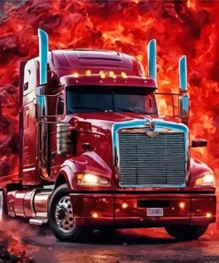 Red Semi Truck Diamond Painting