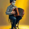 Sad Mime Musician Diamond Painting