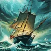 Sailboat In Storm Art Diamond Painting