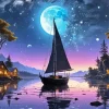 Sailboat Silhouette Art Diamond Painting