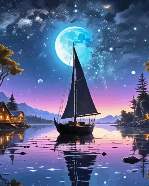 sailboat silhouette art Diamond Paintings Sailboat Silhouette Art Diamond Painting