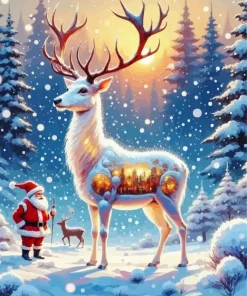 Santa And Animals Art Diamond Painting