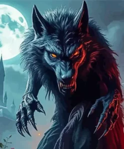 Scary Black Wolf Diamond Painting