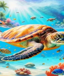 Sea Turtle Under Water Diamond Painting
