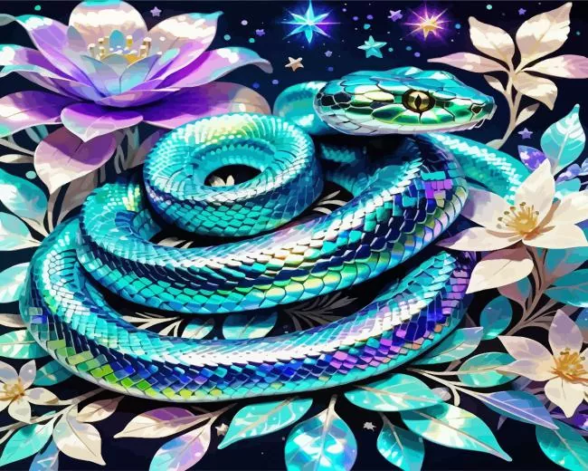 serpent flower Diamond With Numbers Serpent Flower Diamond Painting