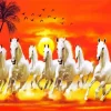 Seven White Horse Art Diamond Painting