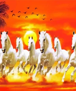 Seven White Horse Art Diamond Painting