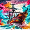 Ship In Storm Diamond Painting