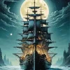 Ship In The Moonlight Diamond Painting