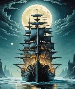 Ship In The Moonlight Diamond Painting