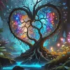 Silhouette Heart Tree Diamond Painting