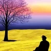 Silhouette Of A Lonely Man Diamond Painting