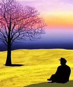 Silhouette Of A Lonely Man Diamond Painting