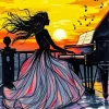 Silhouette Woman Playing Piano Art Diamond Painting