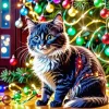 Silly Christmas Cat Art Diamond Painting