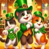 St Patricks Day Cats Diamond Painting