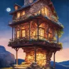 Stone House Illustration Diamond Painting