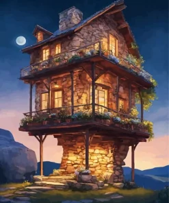Stone House Illustration Diamond Painting