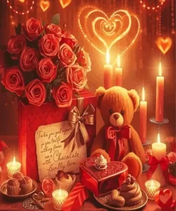 Valentine Teddy Bear Diamond Painting