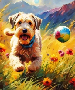 Wheaten Terrier Playing Diamond Painting