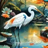 White Egret Diamond Painting