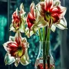 White Glass Amaryllis Vase Diamond Painting