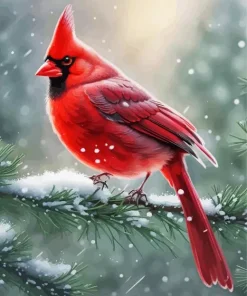 Winter Cardinal Bird Diamond Painting