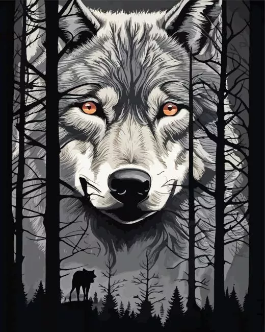 wolf face art Diamond Paintings Wolf Face Art Diamond Painting