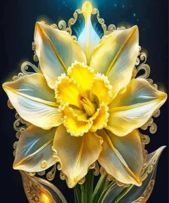 Yellow Glass Daffodil Flowers Diamond Painting